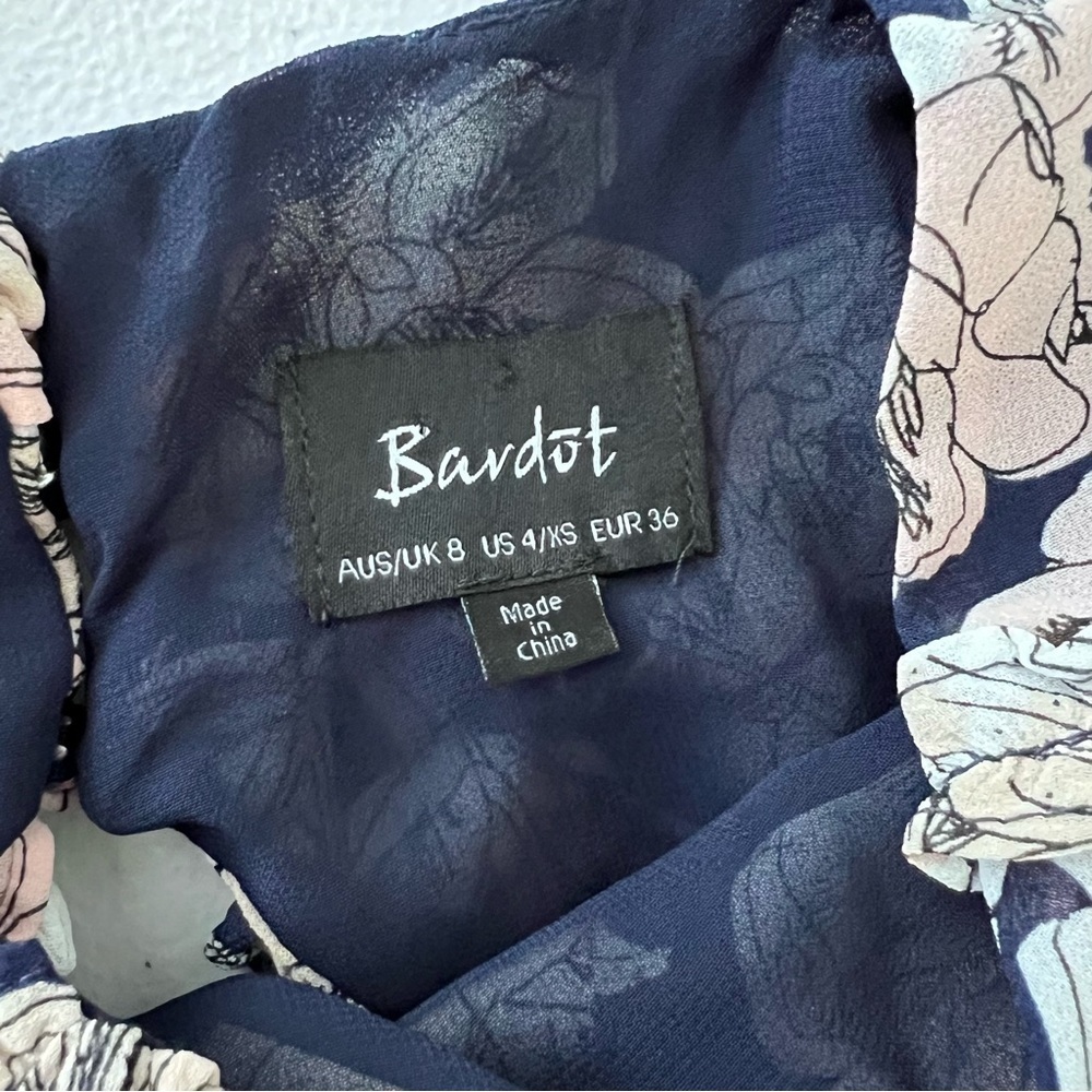 Floral Navy Dress with Open Back - Picture 11 of 13